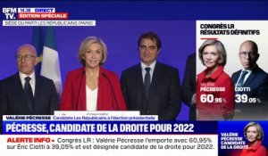 "Pour la première fois de son histoire, notre parti se dote d'une candidate": Valérie Pécresse, investie candidate de la droite à la présidentielle, remercie les adhérents LR