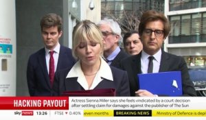 L'actrice Sienna Miller a le sentiment qu'"on lui donne entièrement raison" après avoir réglé un litige avec l'éditeur du tabloïd The Sun qu'elle accusait d'avoir piraté son téléphone pour révéler sa grossesse