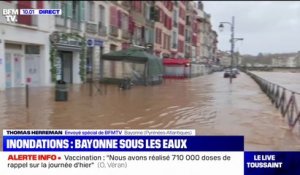 Intempéries dans le Sud-Ouest: la ville de Bayonne sous les eaux face à la crue de la Nive