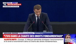 Emmanuel Macron devant le Parlement européen: "Soyons fermes et clairs pour que les engagements pris avec la Grande-Bretagne soient tenus, c'est la condition pour pouvoir rester amis"