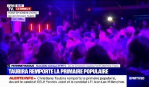 La joie au QG de Christiane Taubira après sa victoire à la Primaire populaire