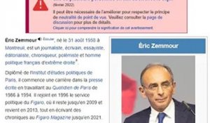 Wikipedia : sept contributeurs militants pour Eric Zemmour «bannis» de la plateforme