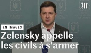 Guerre en Ukraine : le président Zelensky appelle les citoyens à se battre et promet des armes