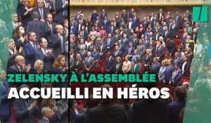 Minute de silence et ovations, les moments forts de l'intervention de Zelensky au Parlement