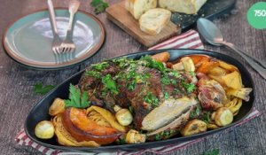 Gigot d'agneau rôti aux légumes d'automne