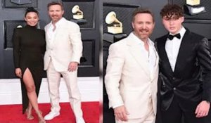 Grammy Awards 2022  David Guetta au top à 54 ans avec sa femme f@tale Jessica et son fils Tim Elv