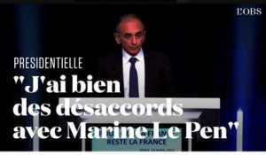 Zemmour appelle ses électeurs à voter pour Marine Le Pen, malgré les "désaccords"