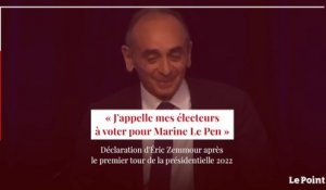 Éric Zemmour : « J'appelle mes électeurs à voter pour Marine Le Pen »