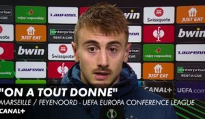 La réaction de Valentin Rongier après Marseille / Feyenoord - UEFA Europa Conference League