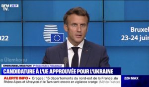 Pour Emmanuel Macron, le statut de candidat à l'UE accordé à l'Ukraine est "signal très fort vis-à-vis de la Russie"