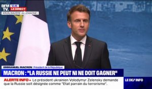 Guerre en Ukraine: pour Emmanuel Macron, "la Russie ne peut, ni ne doit gagner"