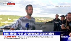 "Je suis un peu ému, un peu dans l'euphorie": la première réaction de Nathan Paulin après sa traversée de la Seine