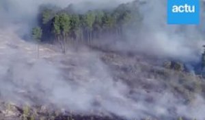 Gironde : l'incendie de Landiras - Guillos vu du ciel