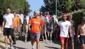 Sernhac : La longue du Vallon d'Escaunes  au château d'eau