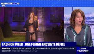 Fashion week: une mannequin enceinte de 8 mois défile en lingerie au défilé Etam