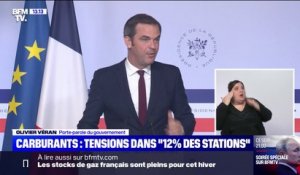 Olivier Véran: "Il y a 12% des stations qui rencontrent des difficultés sur au moins un carburant, mais il n'y a pas de pénurie"