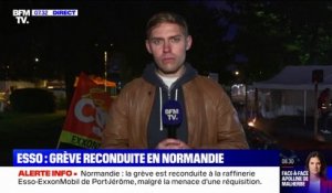 Pénurie de carburants: la grève reconduite à la raffinerie d'Esso-ExxonMobil en Normandie