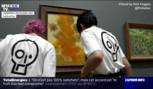 À Londres, des militants écologistes ont jeté de la soupe sur "Les Tournesols" de Van Gogh