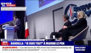 Jordan Bardella rend hommage à Marine Le Pen: "Elle m'a fait découvrir la politique, elle m'a donné le goût de l'engagement"