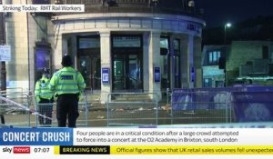 Quatre personnes se trouvent dans un état "critique" à l’hôpital après une bousculade hier soir à l’entrée d’une salle de concert à Londres, annonce la police