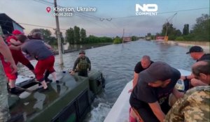 Les évacuations des zones inondés se poursuivent en Ukraine