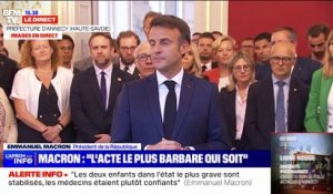 Attaque au couteau à Annecy: Emmanuel Macron affirme que "s'attaquer à des enfants est l'acte le plus barbare qu'il soit"