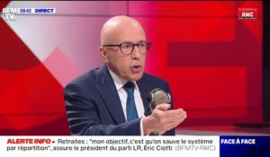 "On a voulu atténuer la pente de la réforme": Éric Ciotti évoque une réforme des retraites "moins brutale" grâce aux Républicains