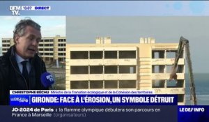 Christophe Béchu sur la démolition du "Signal": "C'est un chantier très symbolique, quand cet immeuble a été construit, il était à 200 mètres de la mer, il est maintenant à 20 mètres"