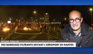 Grève du 7 mars : des barrages filtrants devant l'aéroport de Nantes