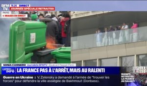 Retraites: quelques tensions en marge du cortège parisien au niveau de Port-Royal