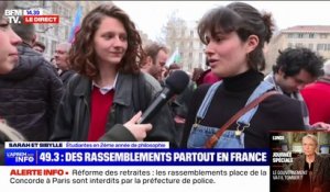 "Le 49.3, c'est intolérable pour nous": des centaines de personnes rassemblées sur la place Charles de Gaulle à Marseille
