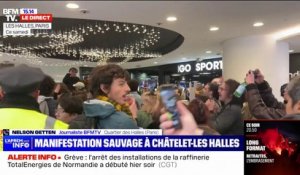 Paris: une manifestation sauvage contre la réforme des retraites dans le centre commercial des Halles