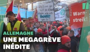 Les images de la « méga-grève » qui a mis l'Allemagne à l'arrêt ce lundi