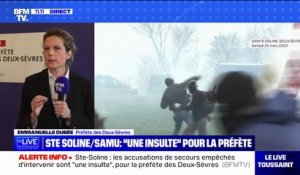 Sainte-Soline: selon la préfète, "c'est le médecin de la gendarmerie" qui intervient en premier auprès du manifestant dans le coma