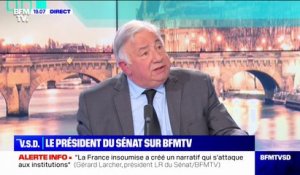 Gérard Larcher, président du Sénat: "Un parlementaire qui s'associe à une manifestation interdite affaiblit l'État de droit qu'il est censé incarner"
