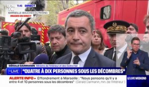 Effondrement à Marseille: Gérald Darmanin estime qu'il faudra encore "plusieurs heures" pour éteindre le feu sous les décombres