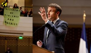 Des activistes interpellent Emmanuel Macron aux Pays-Bas : “où est la démocratie française ?”