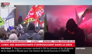 Retraites: Des manifestants se sont introduits dans le siège de LVMH avenue Montaigne dans le VIIIe arrondissement de Paris - Regardez mis à jour