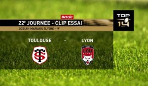 TOP 14 - Essai de Josiah MARAKU (LOU) - Stade Toulousain - LOU Rugby - Saison 2022-2023