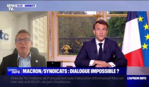 Cyril Chabanier (CFTC), sur l'allocution d'Emmanuel Macron: "Il nous a fait moins de 2 minutes sur les retraites"