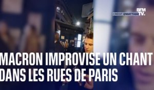 Emmanuel Macron filmé après son allocution en train de chanter un chant pyrénéen dans les rues de Paris