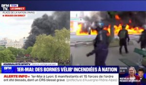 Manifestation du 1er-Mai: les images impressionnantes de l'incendie place de la Nation à Paris