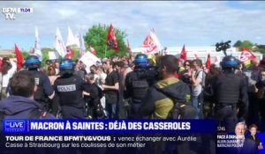 Emmanuel Macron attendu à Saintes: les manifestants ont envahi les voies ferrées, ligne de démarcation du périmètre de sécurité