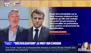 ÉDITO - Emmanuel Macron "tente de reprendre la main" sur la montée des violences qu'il qualifie de "décivilisation", un terme polémique