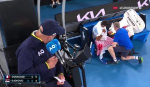Djokovic prend un temps mort médical, le jeu arrêté neuf minutes