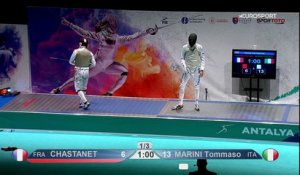 Maximilien Chastanet en bronze après sa défaite face à Tommaso Marini