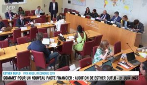 Audition à l'Assemblée nationale - Sommet pour un nouveau pacte financier : audition d'Esther Duflo