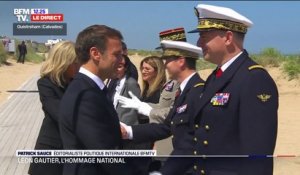 Emmanuel Macron arrive à l'hommage national à Léon Gautier