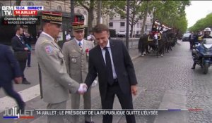 14-Juillet: Emmanuel Macron arrive sur les Champs-Élysées