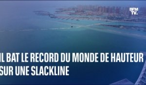 Il bat le record du monde de hauteur sur une slackline